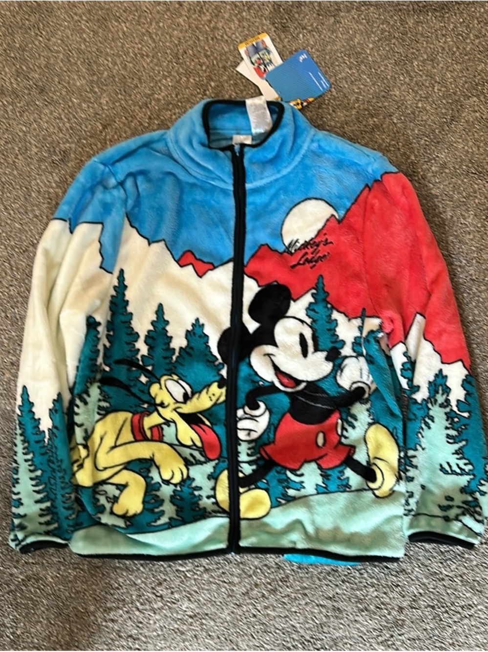 Disney Blue Red Mickey Mouse & Pluto women’s Fleece Jacket
